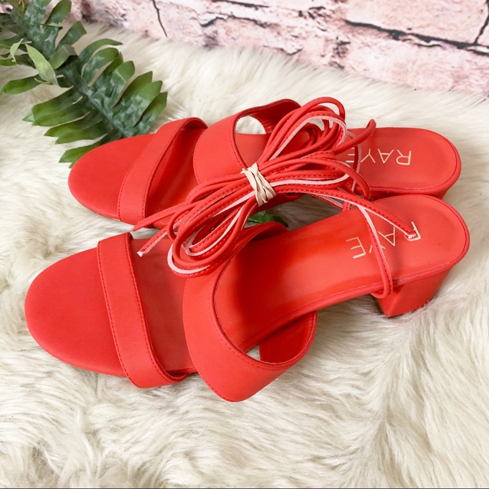 Raye Paris Tie Up Block Heel In Red Size 7 - image 6